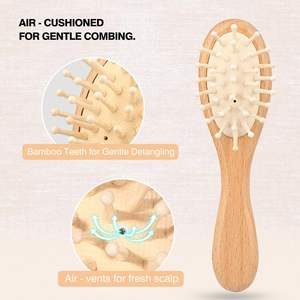 Coffret de soins pour bébé écologique, kit de brosses en poils de chèvre doux pour nourrissons et tout-petits, brosse à cheveux en bois pour bébé et peigne - Product Image 2