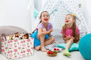 Panier rectangulaire pour enfants, paniers pour filles, bacs de rangement pour enfants, décoration de chambre de fille cerise, bac de rangement pour jouets, boîte organisatrice mignonne - Product Image 4