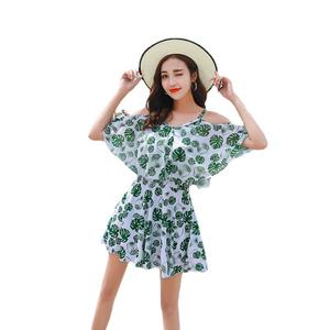 Women Two Piece <b>Swimsuit</b> Set Round Neck Crop Top Tummy Control Beachwear Swimwear Adult Fashion Swimwear Set A6604 - Product Image 5