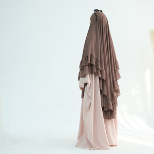 Ropa al por Mayor para Mujer, Elegante Vestido Hijab Khimar de Doble Capa con Volantes, Ropa Islámica, Chifón, Maxi Khimar, Pañuelo Grande, Chador - Product Image 2