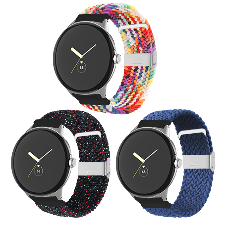 Nylon Braided Loop Women Men Elastic Watch Replacement Band Strap for Google Pixel Adjustable Wristband