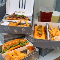 Boîte à sandwich jetable avec logo imprimé personnalisé avec séparateurs Papier kraft de qualité alimentaire pour l'emballage de hot-dogs