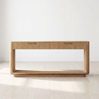 Meuble de salon de style villa industrielle moderne, console d'entrée en bois avec dossier de canapé en bois massif et tiroirs