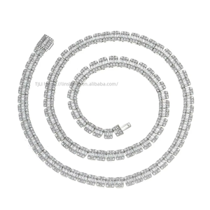 5Mm Ladder Zircon Tennis <b>Chain</b>, Men's Rock Sugar Hip-hop Necklace, Simple Box Buckle, Snap Buckle. Tanjing Fashion - Product Image 4