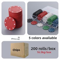 Jetons de jeu de Mahjong vierges, rondes en plastique, pour divertissement à domicile, avec motif cœur cinq couleurs, compteurs de jetons de poker