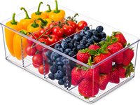 Bacs de rangement en plastique pour aliments, compartiments compartimentés pour collations, organisateurs empilables pour réfrigérateur et congélateur
