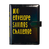 Organiseur de budget A5 en cuir, carnet de notes format papier, avec défi d'épargne 100 enveloppes et classeur Toploader pour la gestion de l'argent