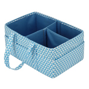 Organisateur de couches portable avec poignée, design triangle bleu, grand compartiment amovible, sac de rangement multifonctionnel - Product Image 4