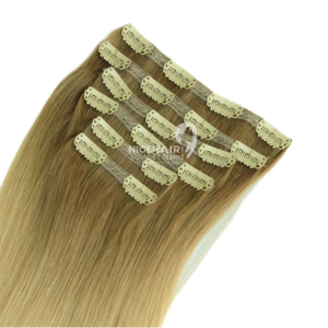Extensiones de Cabello Remy Vietnamita Natural Doble Trama 12A, 8 Piezas, 17 Accesorios de Cabello con Clip, Estilo Ondulado Teñido - Product Image 1