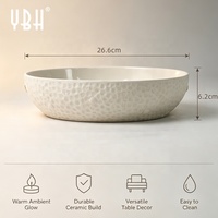 YBH Weiße Matte Keramik-Kerzenhalter-Schale für 4 Stabkerzen, Muschelrand-Prägung, Tischdekoration, Anpassbare Größe, Farbe und Form