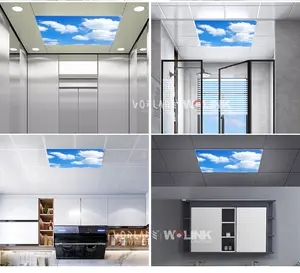 Luminária de teto artificial para telhado decorativo interior, lâmpada ultrafina de 48w LED azul para nuvens de céu, painel plano