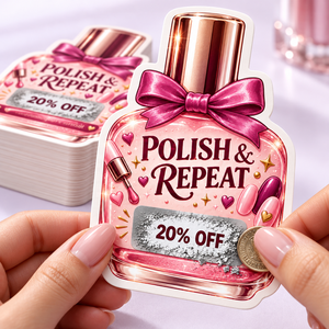Tarjeta Rasca y Gana Promocional Personalizada para Salón de Uñas, con Diferentes Formas, Impresión a Color y Datos Variables - Product Image 1