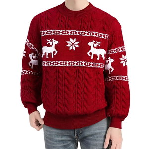 Suéter de Cuello Redondo para <span class=keywords><strong>Hombre</strong></span>, Otoño e Invierno, Tejido de Punto, Jacquard con Diseño de Reno Navideño, Camisa Interior - Product Image 1