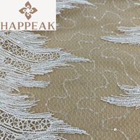 Tissu brodé de sequins HAPPEAK de haute qualité, base en maille élégante, tissus à sequins pour vêtements de soirée