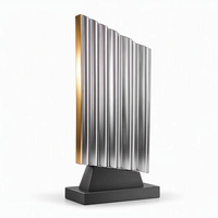 Plaque de trophée en métal écologique avec cadre noir, miroir en cristal, coins dorés, gravure personnalisée, récompense épaisse pour salons professionnels