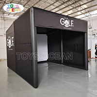 Tente de simulation de golf gonflable de luxe avec support de projecteur