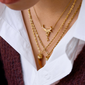 Collier pendentif étoile tête de taureau en or avec strass, design du zodiaque animal, bijoux cadeau pour femmes - Product Image 3