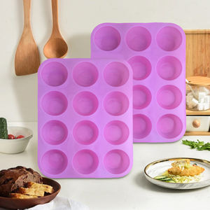 Bandeja <span class=keywords><strong>profesional</strong></span> antiadherente <span class=keywords><strong>para</strong></span> <span class=keywords><strong>magdalenas</strong></span>: molde de silicona de grado alimenticio de 12 tazas, liberar y fácil de limpiar - Product Image 2