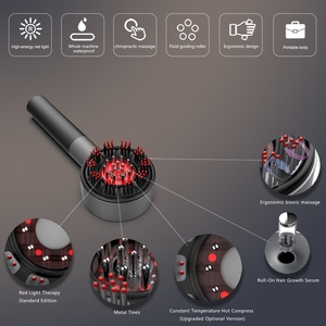 หวีไฟฟ้ารุ่น Trend 2025 พร้อมระบบสั่นสะเทือน ไฟ LED สีแดง ป้องกันผมร่วง กระตุ้นการเจริญเติบโตของเส้นผม ได้รับการรับรองมาตรฐาน CE ROHS แปรงนวดหนังศีรษะสำหรับนวดและบำรุงด้วยน้ำมัน - Product Image 3