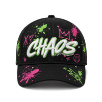Casquette de baseball personnalisée à marque privée, 6 panneaux, strass, broderie 3D en relief, imprimé graffiti, style vintage Y2K, streetwear, OEM ODM