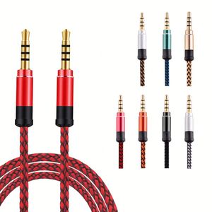 สายสัญญาณเสียง Aux แบบไนลอน ขนาด 3.5 มม. ชายต่อชาย ราคาถูก สาย Aux 3.5 มม. ยาว 1 เมตร - Product Image 1