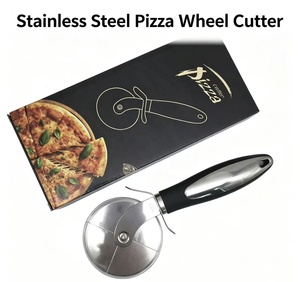Set da <span class=keywords><strong>2</strong></span> Pezzi: Rotella Tagliapizza in Acciaio Inossidabile e Pala per Pizza, Affettatrice Rotonda a Ruota Singola, Utensili da Cucina - Product Image 2