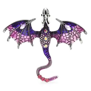 Custom Party Office Brooch Pins Jewelry Gifts Enamel Lapel Pin Animal Legend Fly Dragon Brooch For Women