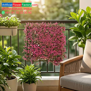 แผ่นผนังตกแต่งสวนแนวตั้งลายผลเบอร์รี่สีชมพูประดิษฐ์  กระเบื้องติดผนังลายดอกไม้ประดิษฐ์  ทนทานต่อรังสียูวี  แผ่นดอกไม้ประดิษฐ์สำหรับตกแต่งภายในและภายนอก - Product Image 6