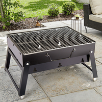 Portable en acier noir barbecue gril poêle pliable extérieur gril charbon de bois Barbecue support fer Durable pour la cuisine domestique
