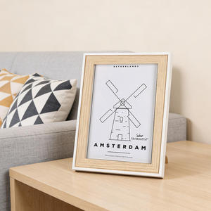 Cadre en plastique bicolore effet bois pour impression <span class=keywords><strong>texte</strong></span> orange personnalisée 8x10 pouces, décoration murale minimaliste rayée, cadeau, vente en gros - Product Image 6