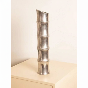 Jarrón de flores de pilar de bambú plateado, decoración de habitación, maceta, proveedor de gestión de eventos, objeto decorativo, jarrones de Metal, decoración del hogar - Product Image 1