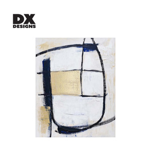 Art mural sur toile texturé 3D DX Designs, abstrait, bleu <span class=keywords><strong>marine</strong></span>, or, noir, géométrique, minimaliste, <span class=keywords><strong>peinture</strong></span> pour décoration <span class=keywords><strong>de</strong></span> maison moderne et luxueuse - Product Image 2