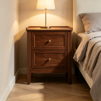 Table de chevet intelligente moderne en bois massif avec chargeur sans fil, lumière LED et rangement pour chambre principale