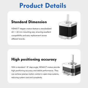 มอเตอร์สเต็ปเปอร์ไฮบริด <span class=keywords><strong>NEMA</strong></span> <span class=keywords><strong>17</strong></span> ประสิทธิภาพสูงจากโรงงาน OEM สำหรับเครื่องพิมพ์ 3 มิติ/เครื่องจักรบรรจุภัณฑ์/เครื่องพิมพ์/อุปกรณ์อุตสาหกรรม - Product Image 4