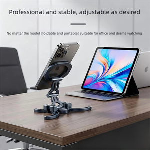 Support magnétique pour téléphone, rotation sur 5 axes, aimant puissant double face, 4 griffes anti-roulement, ultra fin 18 mm, pliable pour bureau, voiture, voyage - Product Image 4