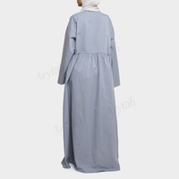 Abaya bleu-gris personnalisée pour femmes musulmanes, tenue modeste, col en V froissé, taille smockée, robe longue, mode islamique, fabrication OEM
