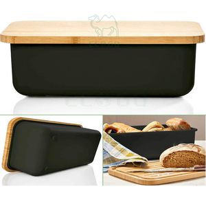 Boîte à pain en bambou avec planche à découper intégrée Boîte à pain en bois Boîte à pain avec planche de cuisine - Product Image 4