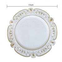 Assiettes de présentation dorées en plastique de 13 pouces, style classique européen, pour mariages, pique-niques, dîners et cuisine – Vente en gros