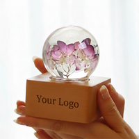 Lampe de table en cristal LED avec boule de cristal en résine solide, spécimen de fleur, lumière nocturne, qualité durable, décoration d'intérieur, cadeau de longue durée