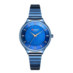 CURREN 9041 Women's Quartz Watch Simple Brand Diamond Leather Wristwatch For Women Fashion Clock Timepiece