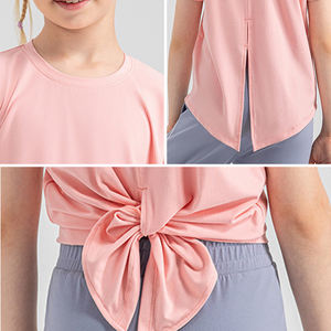 بيع بالجملة خفيفة الوزن تنفس فارغة سبليت حزام الظهر الفتيات جولف الرياضة عارضة تي شيرت للأطفال - Product Image 5