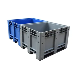 Heavy Duty Lớn Lỗ Thông Hơi Cấp Thực Phẩm Pallet Thùng Nhựa Gấp Trái Cây Thùng Để Bán