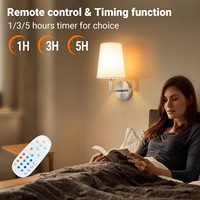 Lampe murale en tissu LED rechargeable avec télécommande sans fil et commande tactile, applique murale à intensité variable, lampe murale de luxe à piles