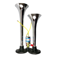 Corne à air double trompette en chrome et zinc avec compresseur pour tous les véhicules 12V/24V, camions, poids lourds, trains, bateaux, voitures, fourgonnettes