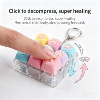 Porte-clés anti-stress à 3 touches en forme de patte de chat, avec bouton-poussoir en silicone à interrupteur mécanique, jouet de relaxation et accessoire de sac