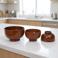 Bol à salade en bois de jujube naturel, bol rond pour soupe, céréales, salade et collations, bol de service en bois de haute qualité
