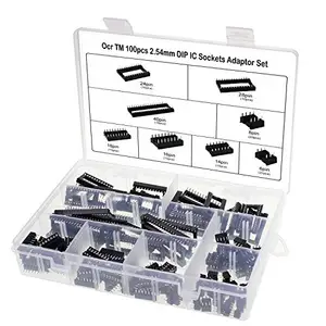 100 Stuks 2.54Mm Pitch Dual Row Dip Ic Sockets Soldeer Type Adapter Set 6 8 1416 18 24 28 40pin 8 Types Ic