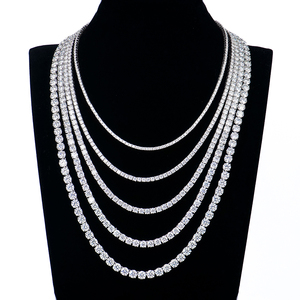 Collar de 2-6 mm para Hombre y Mujer, Estilo Hiphop, Plata 925, Chapado en Rodio, con Incrustaciones de Gemas Duraderas, Certificado D VVS GRA, Moissanita, 16-24 Pulgadas - Product Image 1