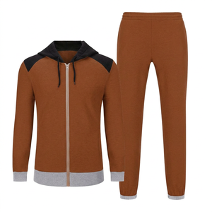 Conjunto Deportivo para Hombre, Gris, con Capucha, Manga Larga, Cierre de Cremallera, Sudadera y Pantalones Casuales, Transpirable, de Poliéster y Algodón, para Otoño - Product Image 4