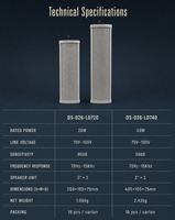 Enceinte colonne étanche 20W 40W 70V 100V à tension constante pour extérieur, sonorisation PA, montage mural 3 pouces, musique d'ambiance